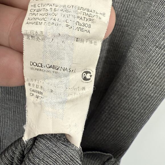 Dolce&Gabbana Men Silk Henley Shirt Ribbed Jersey Grey Short Sleeve IT 54 US 44 - Picture 8 of 13